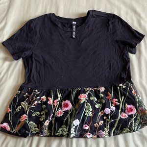 Design Lab Floral Peplum Top (Size M)
